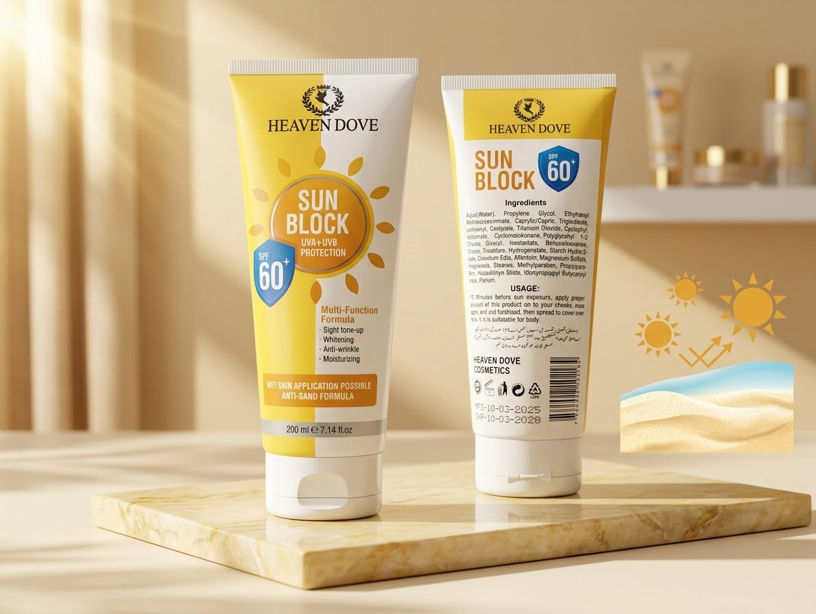 HEAVEN DOVE Multi-Function Sun Block Cream SPF 60+ Anti-Sand & Whitening - 200ml