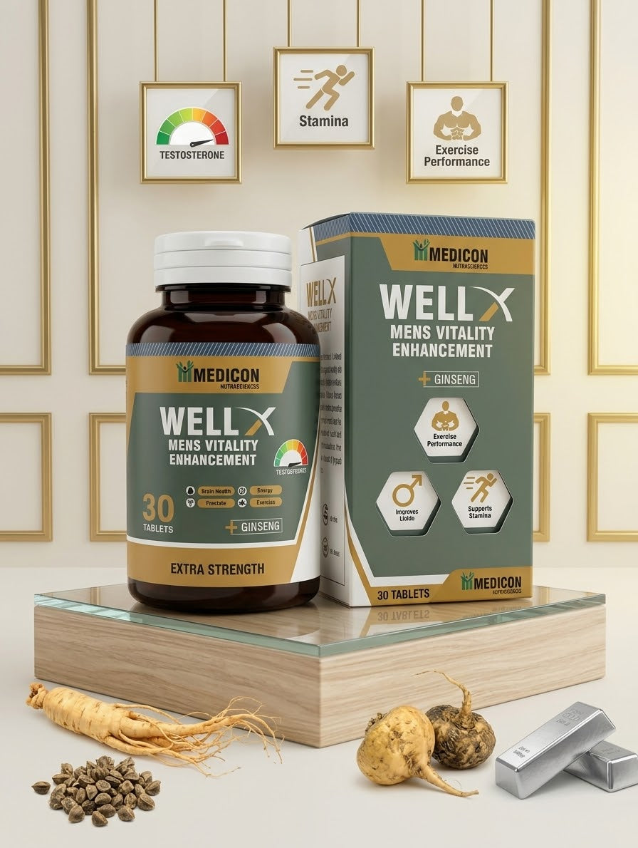 WELL-X Mens Vitality Enhancement Tablets with Ginseng (30 Tablets) – Extra Strength Natural Performance Booster